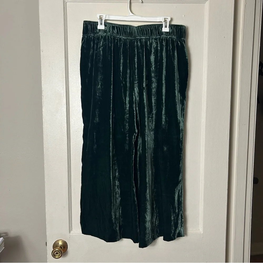 Madewell huston green velvet pull on crop pants womens XL wide leg - Picture 6 of 8